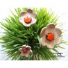 Poppies fleurs en céramique pour les jardinières, série de trois fleurs couleur lilas et blanc