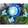 Fleur en céramique à coroles, moyen modèle, couleurs bleu outremer, blanc et orange