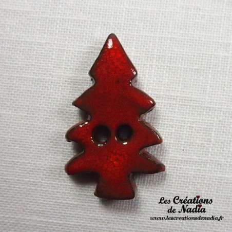 Bouton sapin en céramique, couleur rouge piment Bouton sapin en céramique, couleur rouge piment