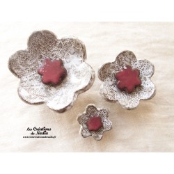 Poppies fleurs en céramique pour les jardinières, série de trois fleurs couleur Elsass café et vieux rose