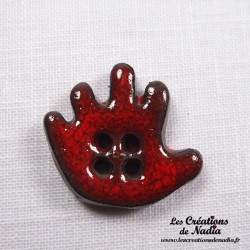 Bouton grande main gauche rouge piment en céramique
