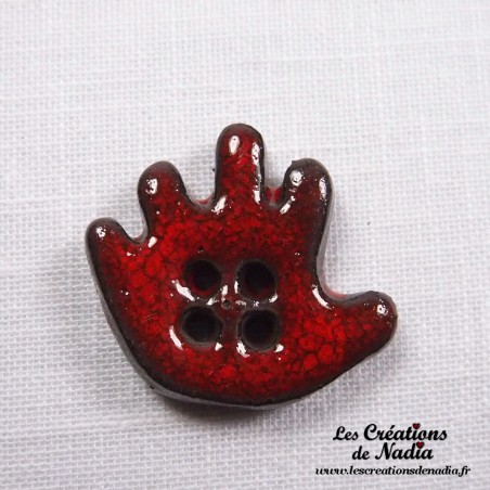 Bouton grande main gauche rouge piment en céramique Bouton grande main gauche rouge piment en céramique