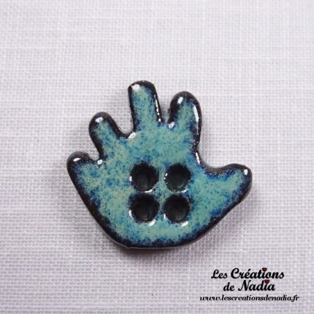 Bouton grande main gauche turquoise en céramique Bouton grande main gauche turquoise en céramique