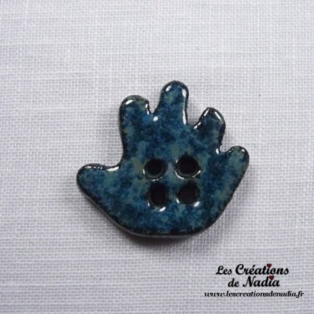 Bouton grande main droite bleu en céramique Bouton grande main droite bleu en céramique