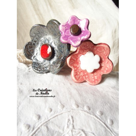 Poppies fleurs en céramique pour les jardinières, série de trois fleurs