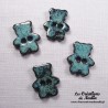 Bouton ourson turquoise en céramique