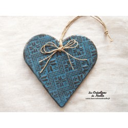 coeur en céramique Liesel couleur bleu canard, à suspendre