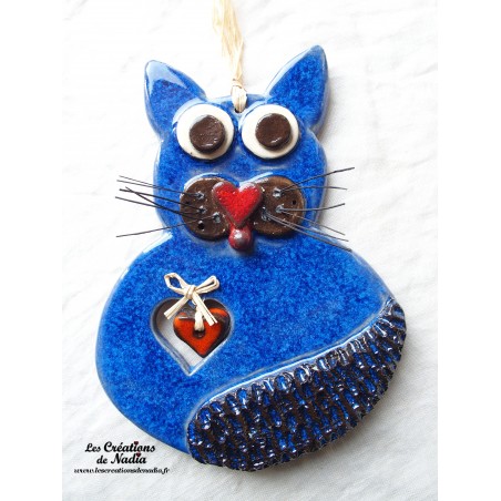 Félix le Chat en céramique bleu outremer