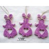 Lapine en céramique, couleur lilas, impressions florales, à suspendre