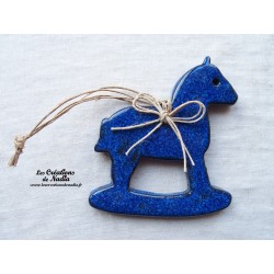 Cheval à bascule en céramique, couleur bleu nuit