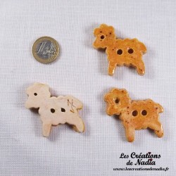 Bouton mouton pain d'épice en céramique