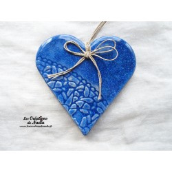 coeur en céramique Liesel couleur bleu outremer, à accrocher