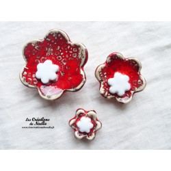 Poppies fleurs en céramique pour les jardinières, série de trois fleurs rot und wiss
