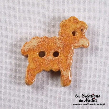 Bouton mouton vanille en céramique