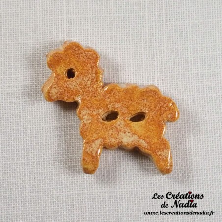 Bouton mouton vanille en céramique