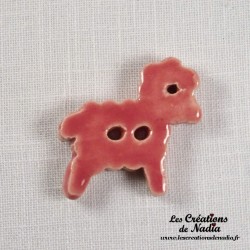 Bouton mouton rose bonbon en céramique