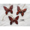 Papillon en céramique, couleur bicolore orange et noir, impressions fines dentelles