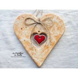 Coeur Hansi couleur pain d'épice, à suspendre