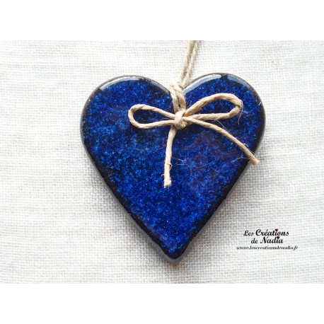 Coeur Katele en céramique à suspendre, couleur bleu nuit