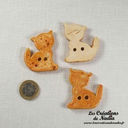 Bouton chat pain d'épice en céramique
