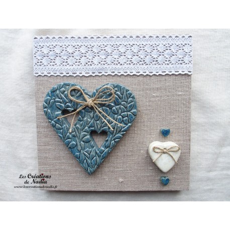 Tableau coeur Liesel bleu en céramique