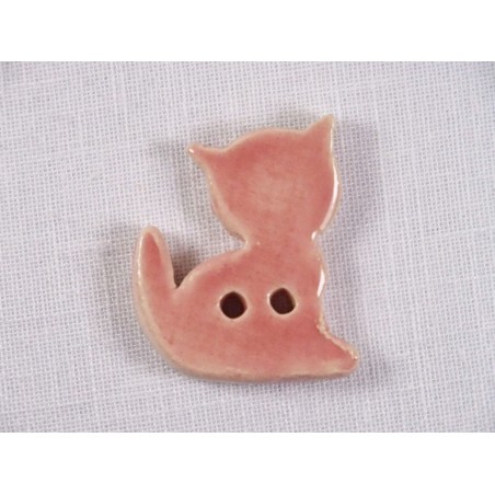 Bouton chat rose bonbon en céramique