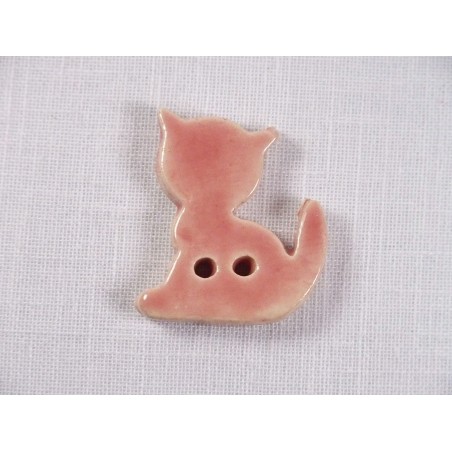 Bouton chat rose bonbon en céramique