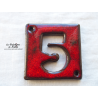 Plaque numéro maison rouge pomme d'amour en céramique