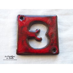 Plaque numéro maison rouge pomme d'amour en céramique