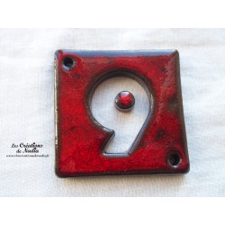 Plaque numéro maison rouge pomme d'amour en céramique
