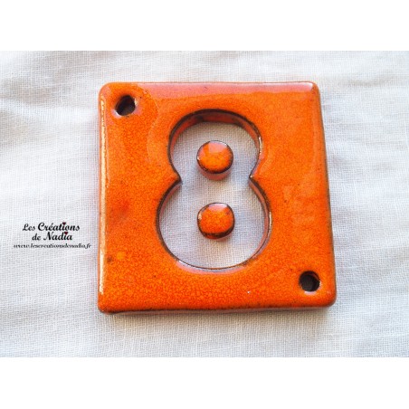 Plaque numéro maison orange en céramique Plaque numéro maison orange en céramique