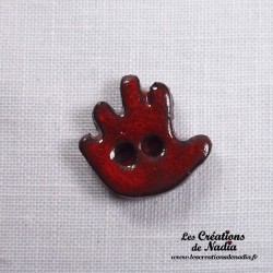 Bouton petite main gauche rouge piment en céramique