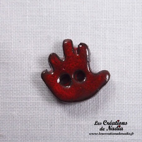 Bouton petite main gauche rouge piment en céramique Bouton petite main gauche rouge piment en céramique