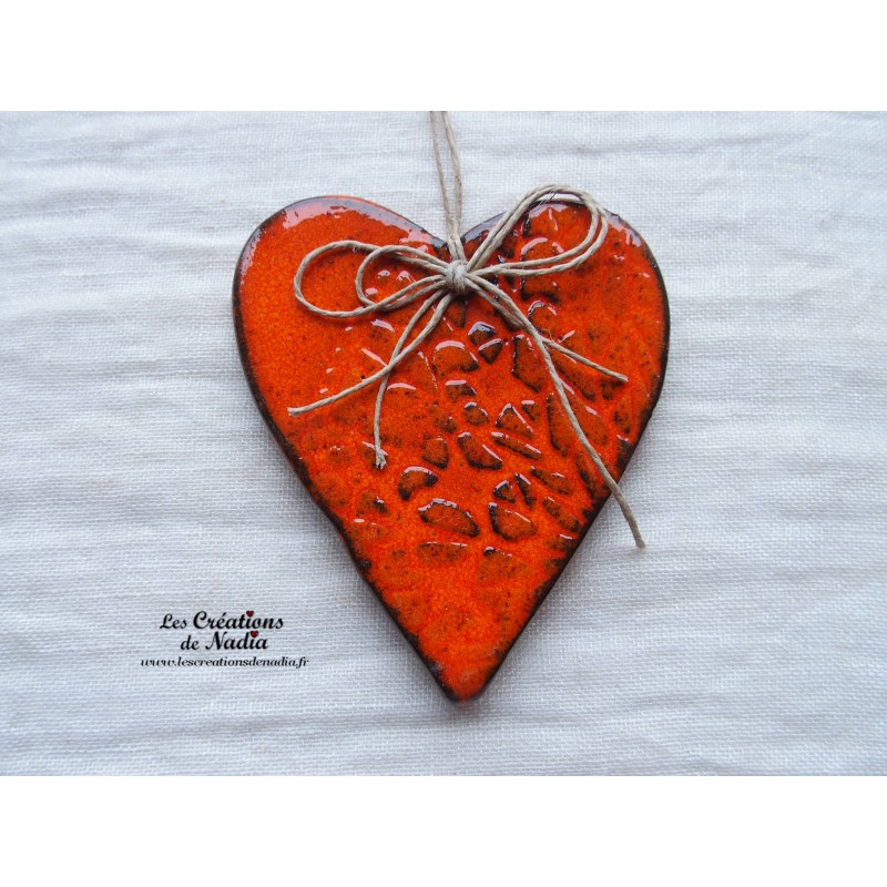 Coeur en céramique Lina couleur orange