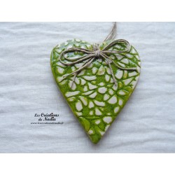 Coeur en céramique Lina couleur vert printemps, impressions