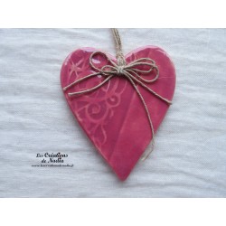 Coeur en céramique Lina couleur rose, impressions