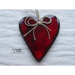 Coeur en céramique Lina couleur rouge pomme d'amour