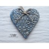 Coeur en céramique Liesel couleur bleu gris métal, impression rennes