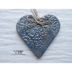 Coeur en céramique Liesel couleur bleu gris métal