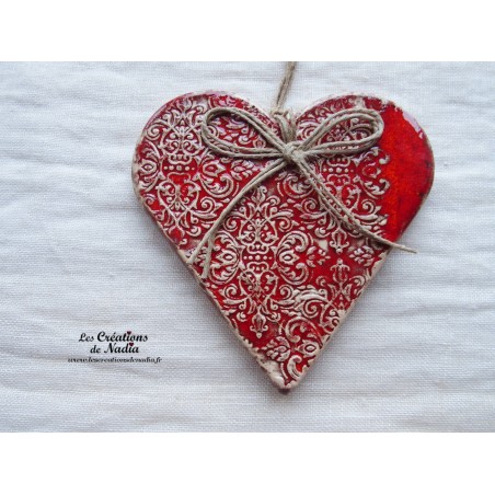 Coeur en céramique Liesel couleur rot und wiss, impression douceur d'antan