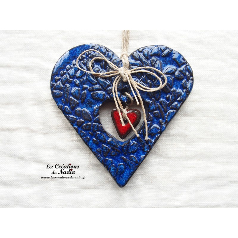 Coeur en céramique Liesel couleur bleu nuit, impression