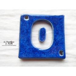Plaque numéro maison bleu outremer en céramique