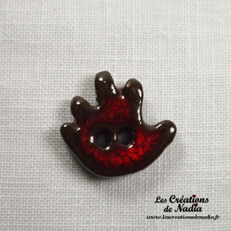 Bouton petite main gauche, en céramique rouge pomme d'amour Bouton petite main gauche, en céramique rouge pomme d'amour