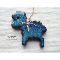 Agneau (Lammele) en céramique couleur bleu turquoise