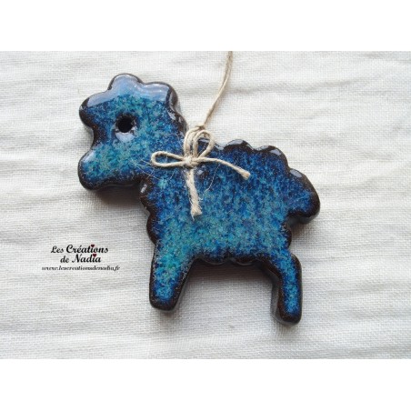 Agneau (Lammele) en céramique couleur bleu turquoise