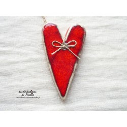 Coeur en céramique Suzel, couleur rot und wiss