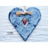 Coeur en céramique Hansi bleu-gris marbré