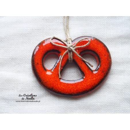 Mini bretzel en céramique, couleur orange