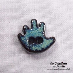 Bouton petite main gauche turquoise en céramique