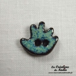 Bouton petite main droite turquoise en céramique